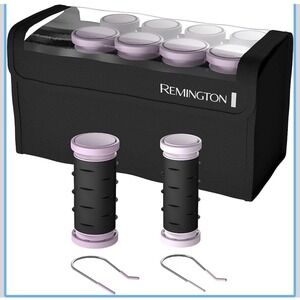 Remington Compact Ceramic Hot Rollers with J-Clips, 10-Piece Ionic Travel Hair S